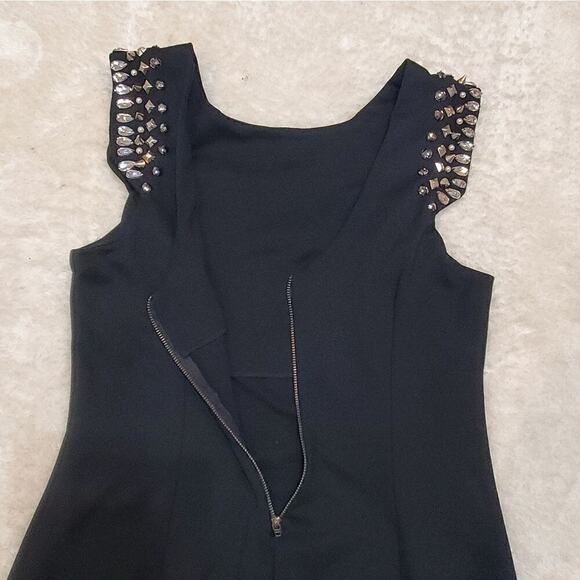 Aramodu Black Mini Sheath Dress with Shoulder Studs, Size Brazil 42 - US 8 - Picture 9 of 10